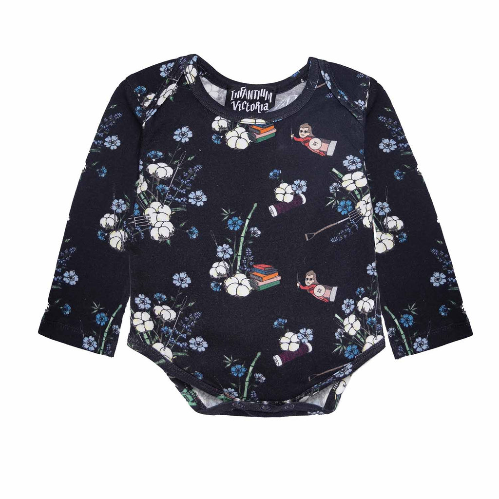 Floral Black Baby Onesie